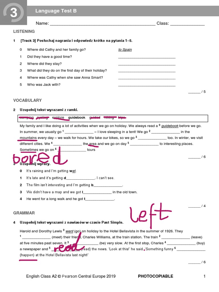 English Class A2 Testy Pdf