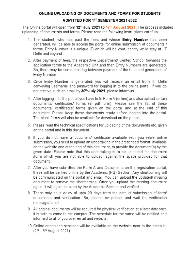 Important Instruction and Procedure For Online Registration | PDF ...