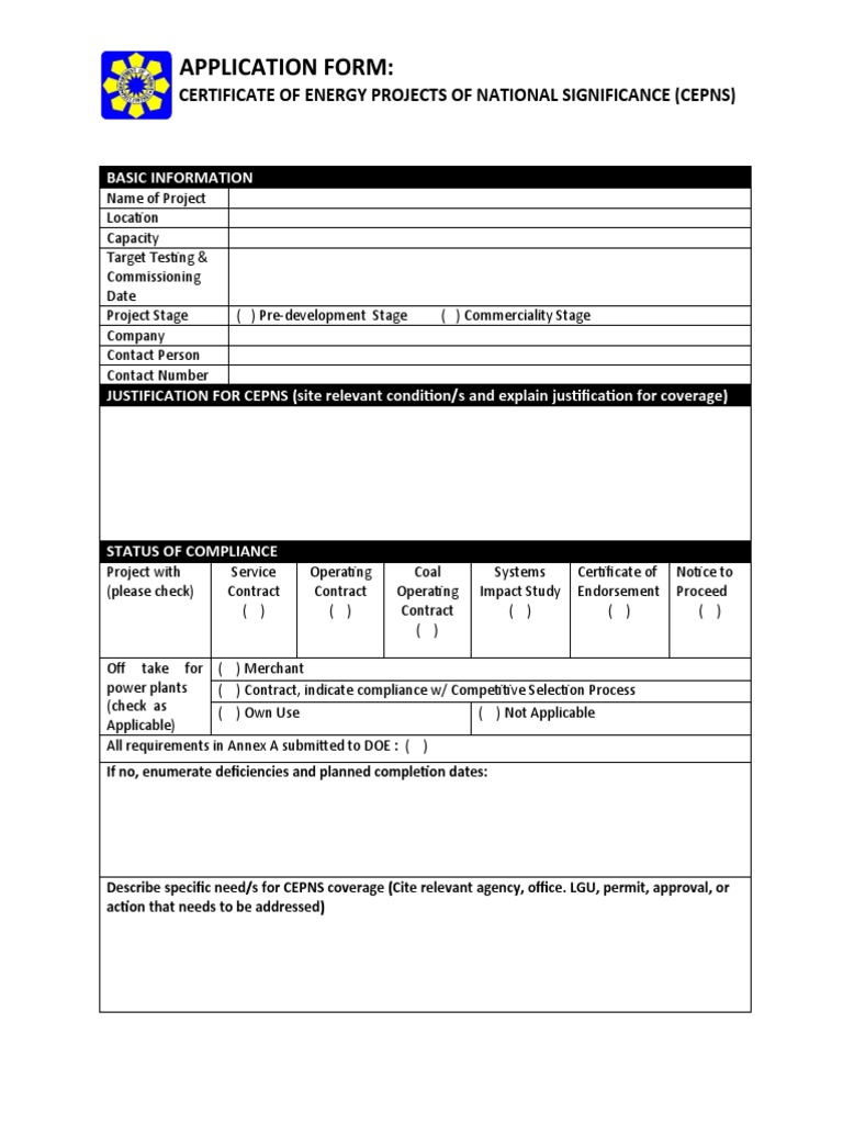 CEPNS Application for Energy Projects | PDF | Fossil Fuel Power Station ...