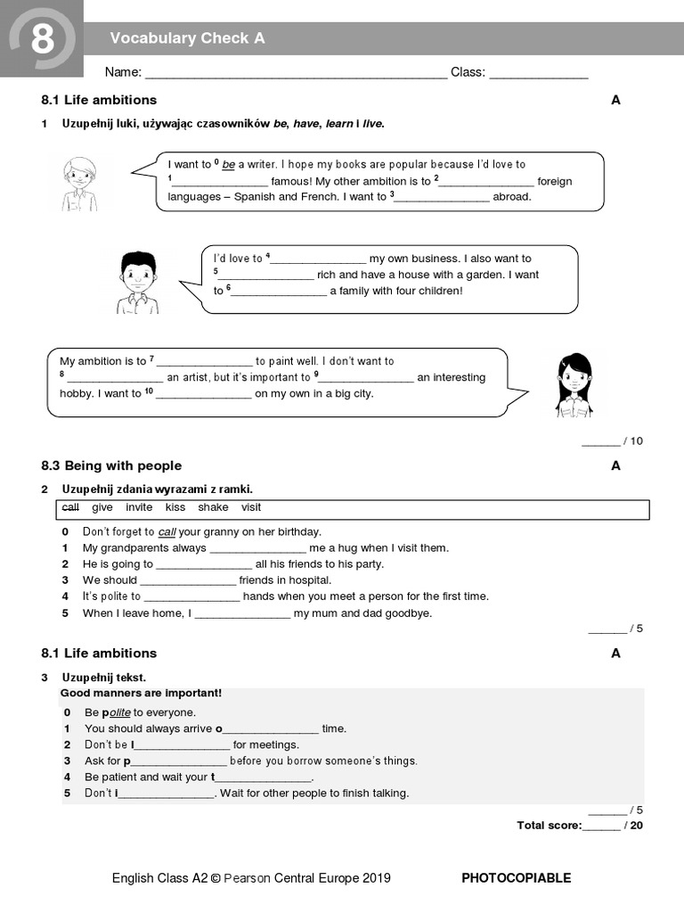 EC - A2 - Tests - Vocabulary Check 8A | PDF | Career & Growth ...