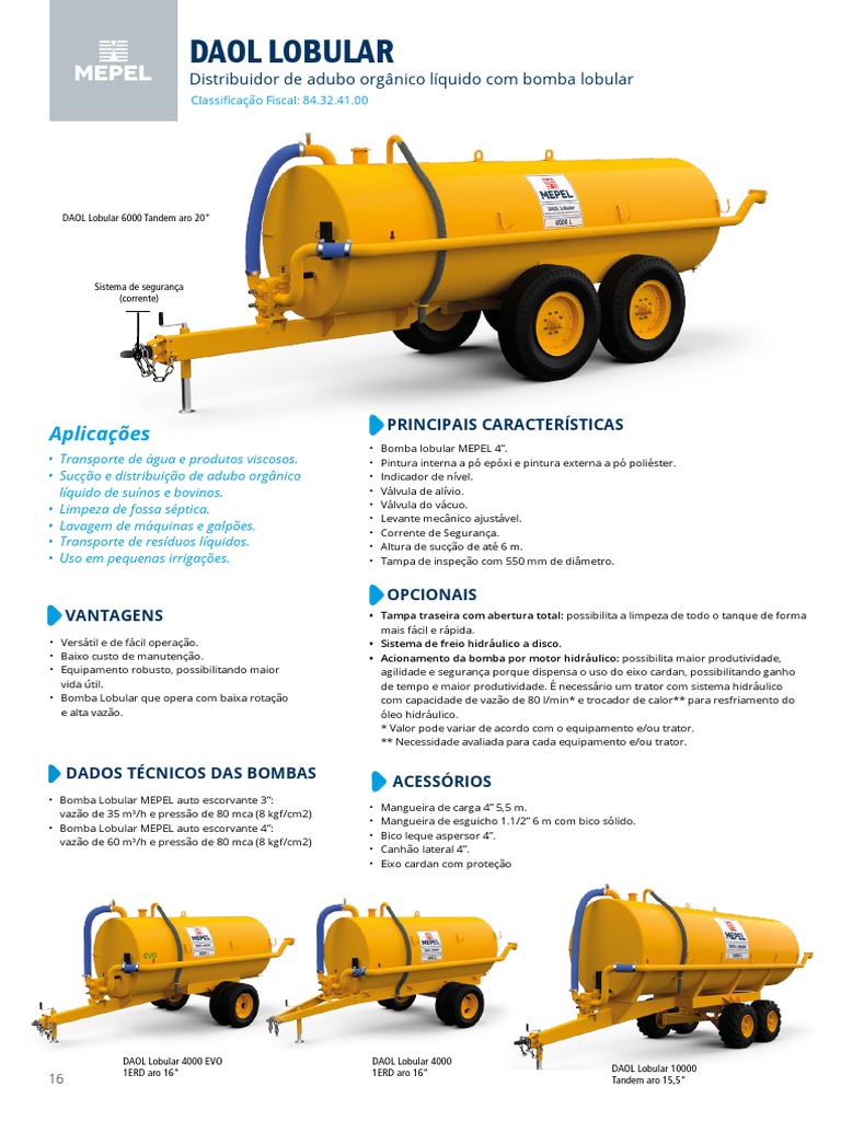 Distribuidor de Adubo DAOL Lobular | PDF | Bomba | Trator