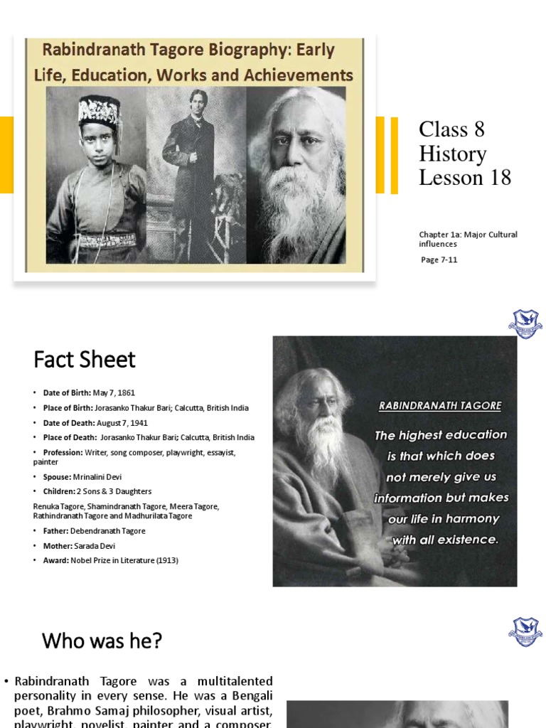 Class 8 His Lesson 18 1a Rabindranath Tagore | PDF | Rabindranath Tagore