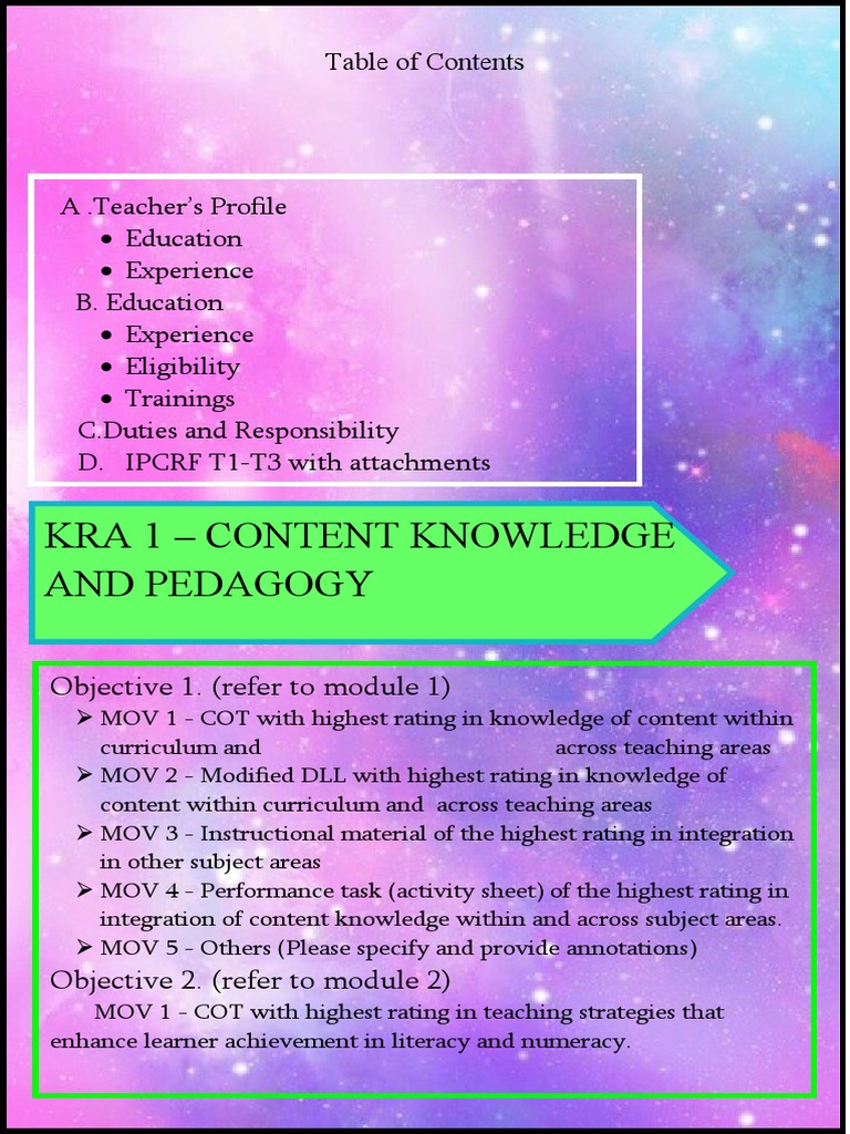 Kra 1 - Content Knowledge and Pedagogy: Objective 1. (Refer To Module 1 ...