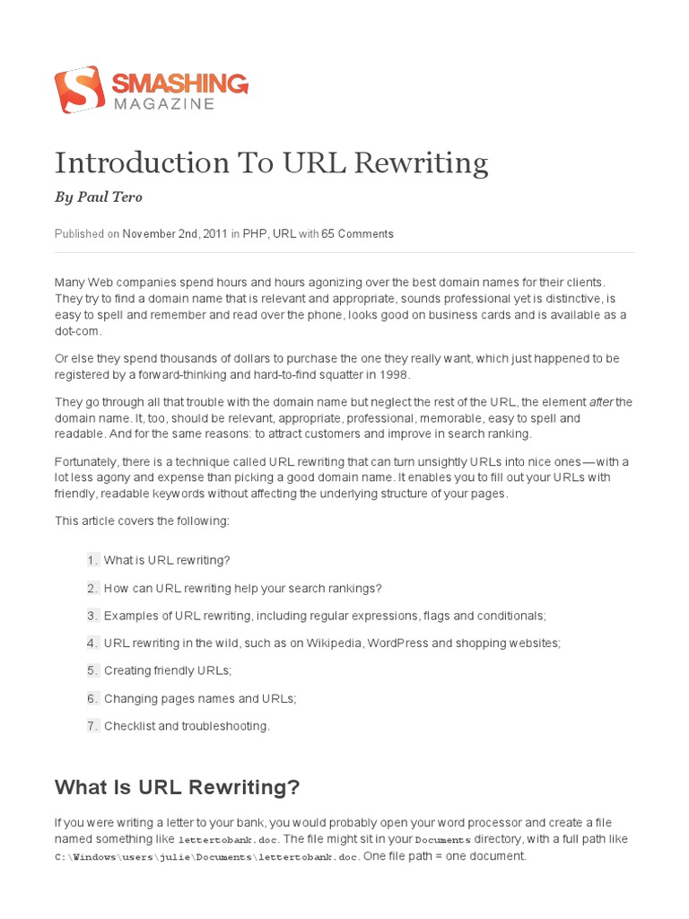 Apache Mod Rewrite Pdf World Wide Web Internet Web