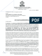 Oficio de La Procuraduría Provincial Al Secretario de Infraestructura