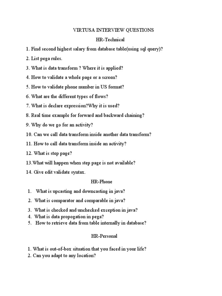 Virtusa Interview Questions | PDF