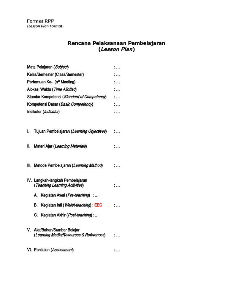 Format RPP: Panduan Lengkap | PDF