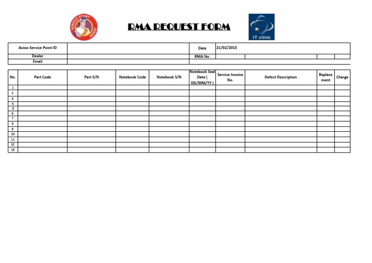 RMA Request Form for Dealers | PDF | Finance & Money Management | Computers