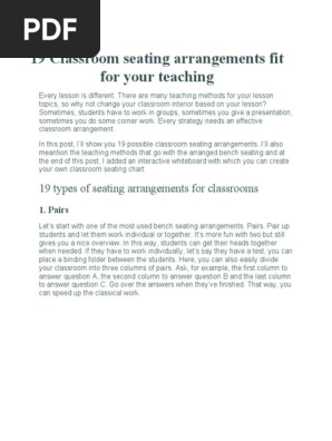 19 Classroom Seating Arrangements