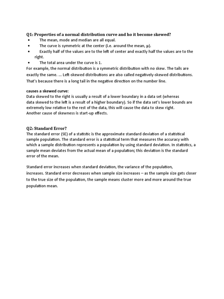 Normal Distribution and Standard Error Explained | PDF