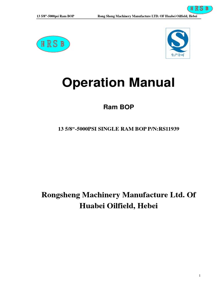 RS-13 5-8-5m Ram BOP Operaion Manual | PDF | Mechanical Engineering ...
