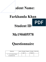 Student Name: Farkhanda Khan Student ID Mc190405578 Questionnaire