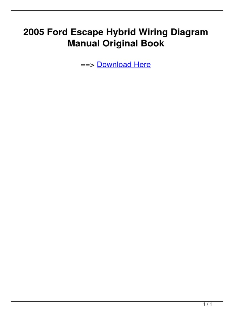2005 Ford Escape Hybrid Wiring Diagram Manual Original Book PDF