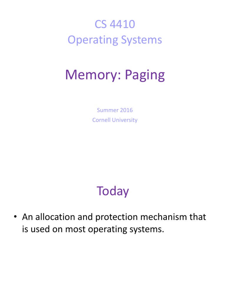 CS 4410 Operating Systems Memory Paging PDF Software Engineering