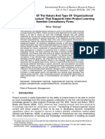 An Examination of The Nature and Type of Organizational Learning Infrastructure That Supports Inter-Project Learning in Swedish Consultancy Firms