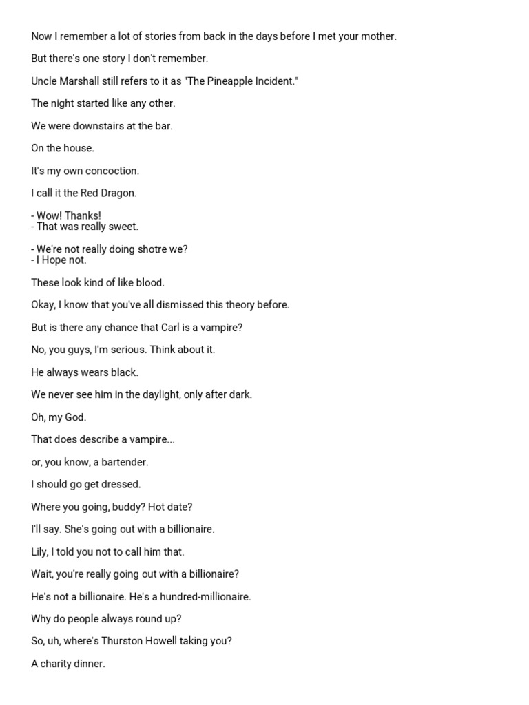 How I Met Your Mother 1x10 The Pineapple Incident PDF