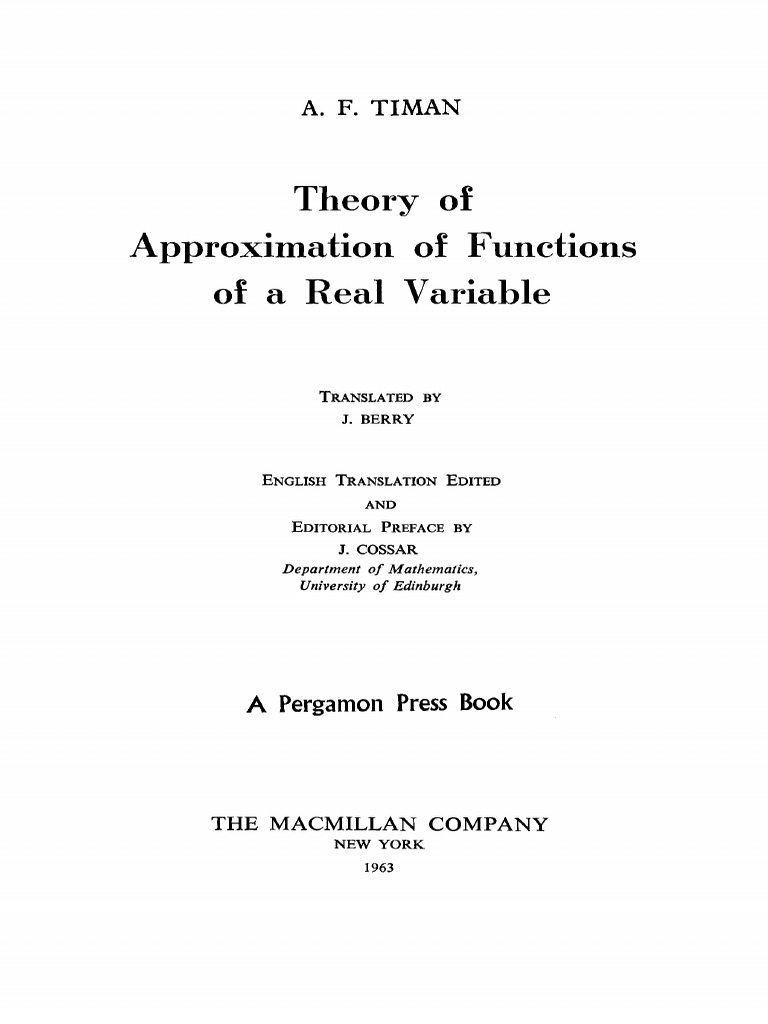 Front Matter - 1963 - Theory of Approximation of Functions of A Real ...