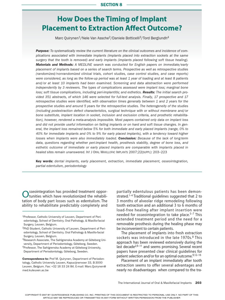 How Does The Timing of Implant Placement To Extraction Affect Outcome ...