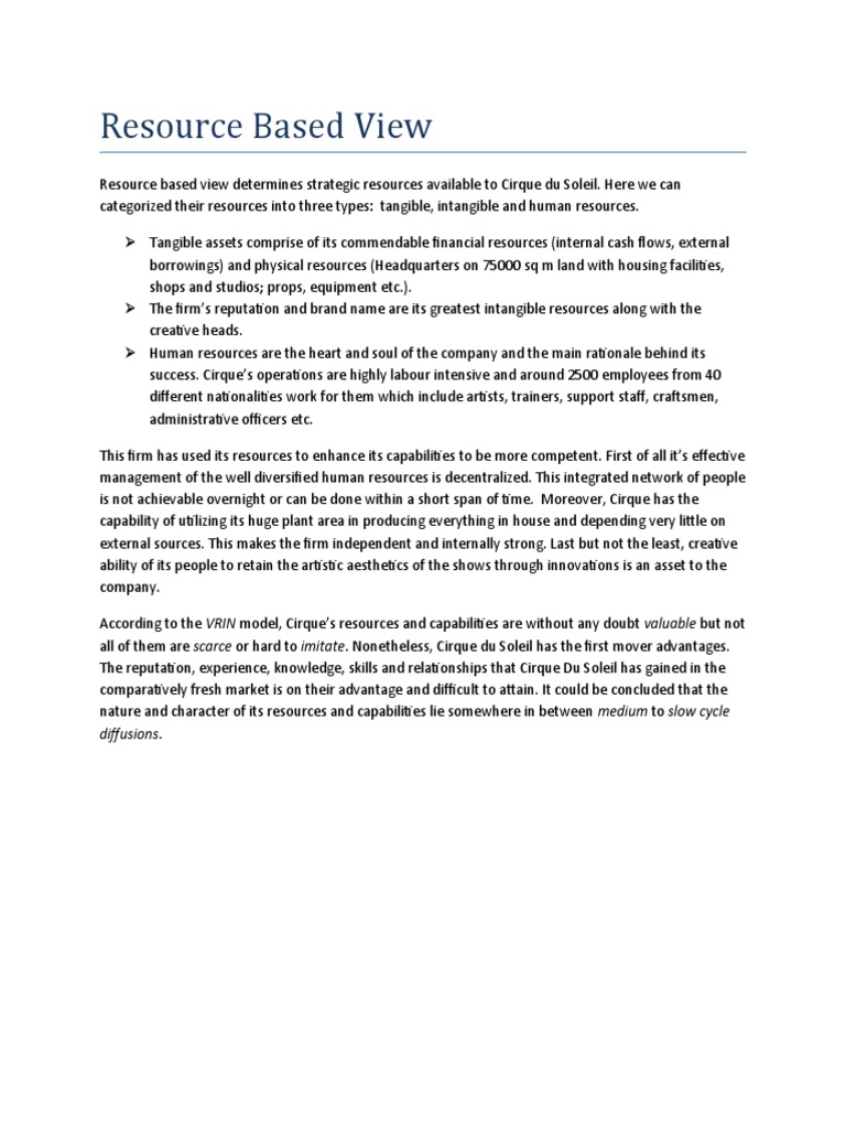 Resource Based View | PDF