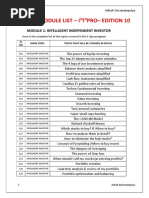 The Module List - I T Pro - Edition 10: Module 1: Intelligent Independent Investor