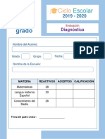 Examen Diagnostico Segundo Grado 2020-2021