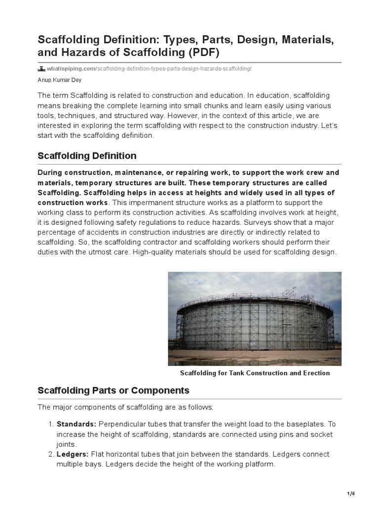 Scaffolding Definition Types Parts Design Materials and Hazards of