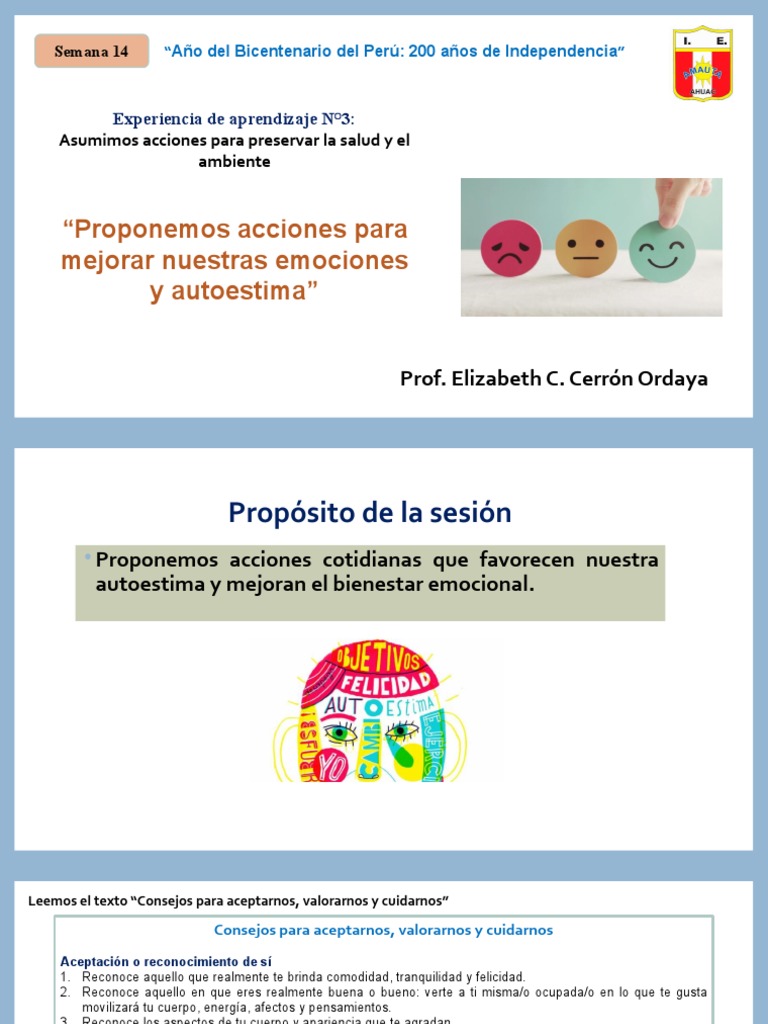 Mejora de autoestima y bienestar emocional | PDF | Las emociones ...