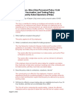 City of Dayton, Ohio (City) Personnel Policy 13.04 Mask, Vaccination, and Testing Policy Frequently Asked Questions (Faqs)
