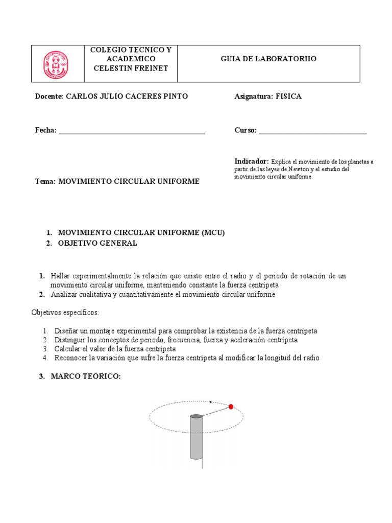 Guia Laboratorio Mcu - Decimo | PDF | Aceleración | Fuerza