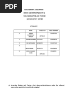 Management Accounting Group Assignmemt (Group 2) Msc. Accounting and Finance Sunyani Study Cenyer