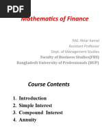 Mathematics of Finance: Faculty of Business Studies (FBS) Bangladesh University of Professionals (BUP)