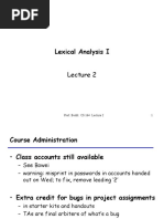 Lexical Analysis I: Prof. Bodik CS 164 Lecture 2 1