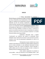 Parecer NECDH da Defensoria Publica de Sao Paulo Minuta de Resolucao CTs no CONAD pdf