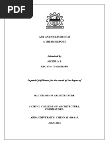 Art and Culture Hub A Thesis Report: Akhila L