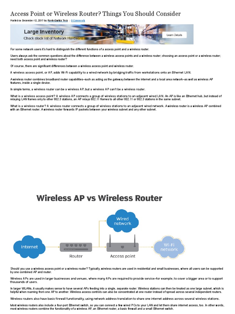 Access Vs Router Collated 120321 | PDF | Wireless Lan | Wireless Access ...