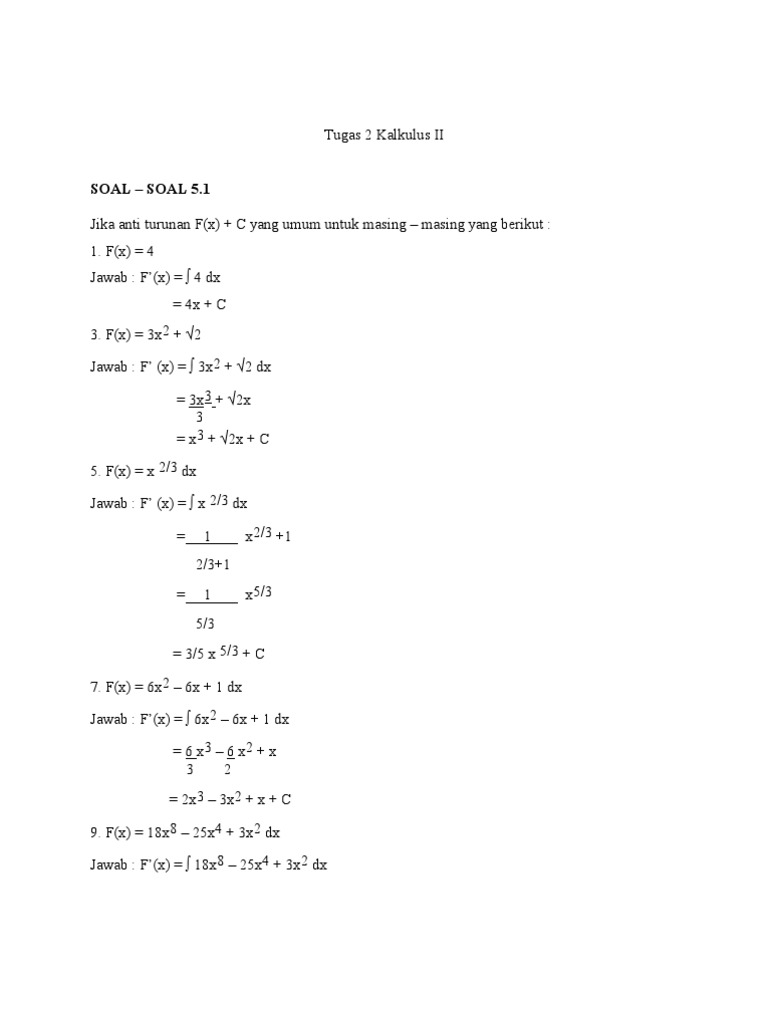 Contoh soal kalkulus Contoh soal kalkulus
