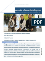 Especializacion en Innovacion y Desarrollo de Negocios - 2020 PDF