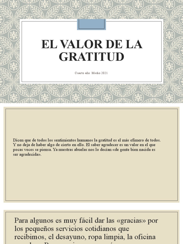El Valor de la Gratitud en la Vida | PDF | Crecimiento personal y ...