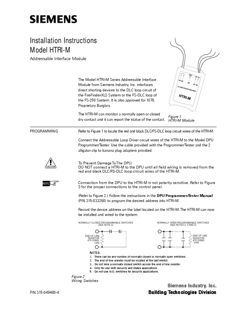Installation Instructions Model HTRI-M: Addressable Interface Module ...