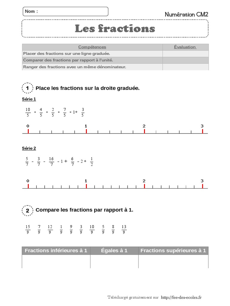 Exercices Fractions Cm2 Avec Corrigés Ob Ea54f4 Evaluation Fractions Simples 2 Cm2 | PDF