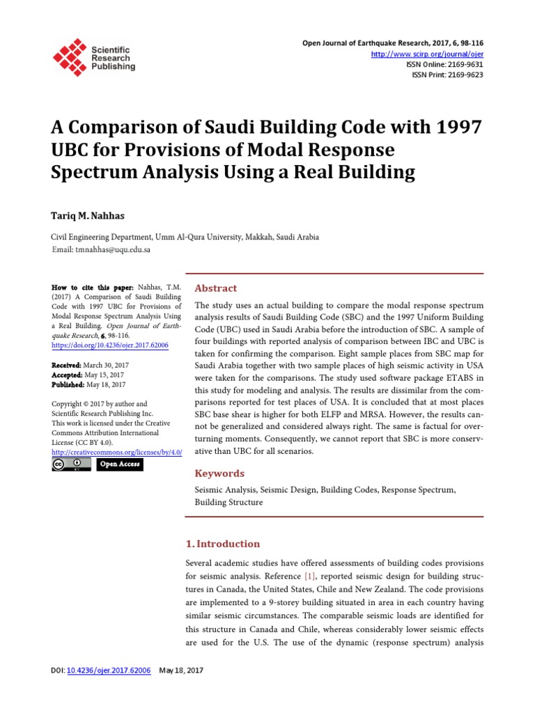 A Comparison of Saudi Building Code With 1997 UBC | PDF | Seismology ...