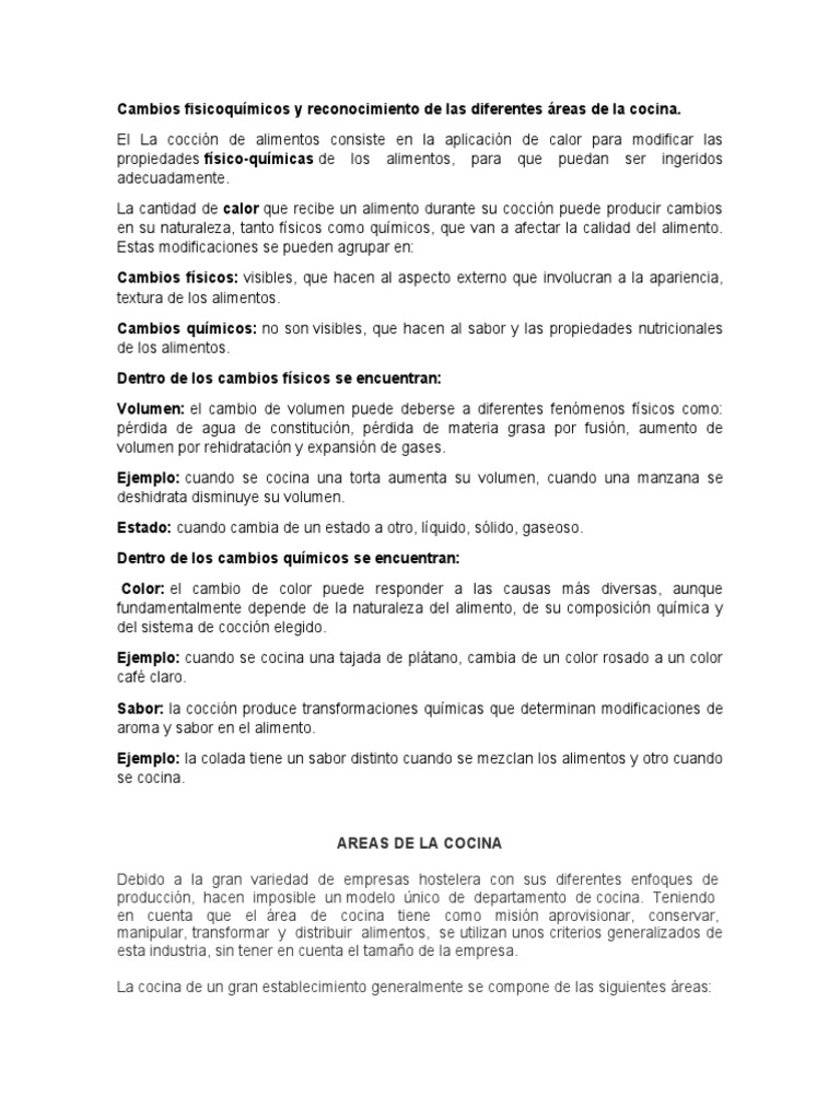 Cambios fisicoquímicos en la cocina | PDF | Alimentos | Agua