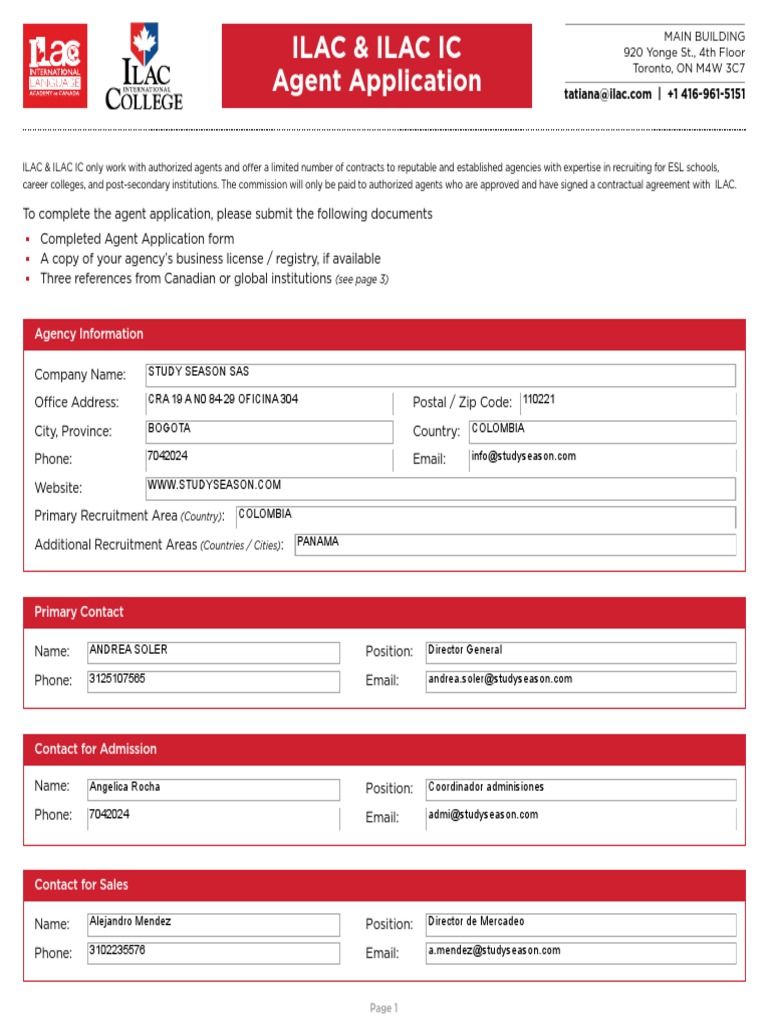 ILAC Agent Application Form | PDF | Communication