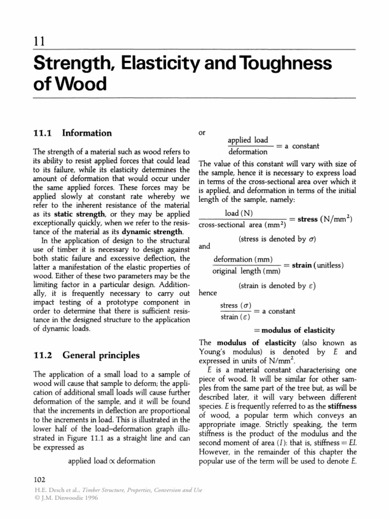Strength, Elasticity and Toughness of Wood: Information | PDF ...