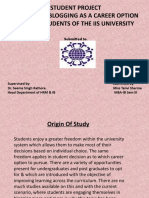 Student Project A Study On Blogging As A Career Option Among Students of The Iis University