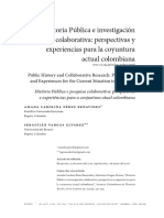 Historia Pública e Investigación Colaborativa Perspectivas y Experiencias Para La Coyuntura Actual Colombiana