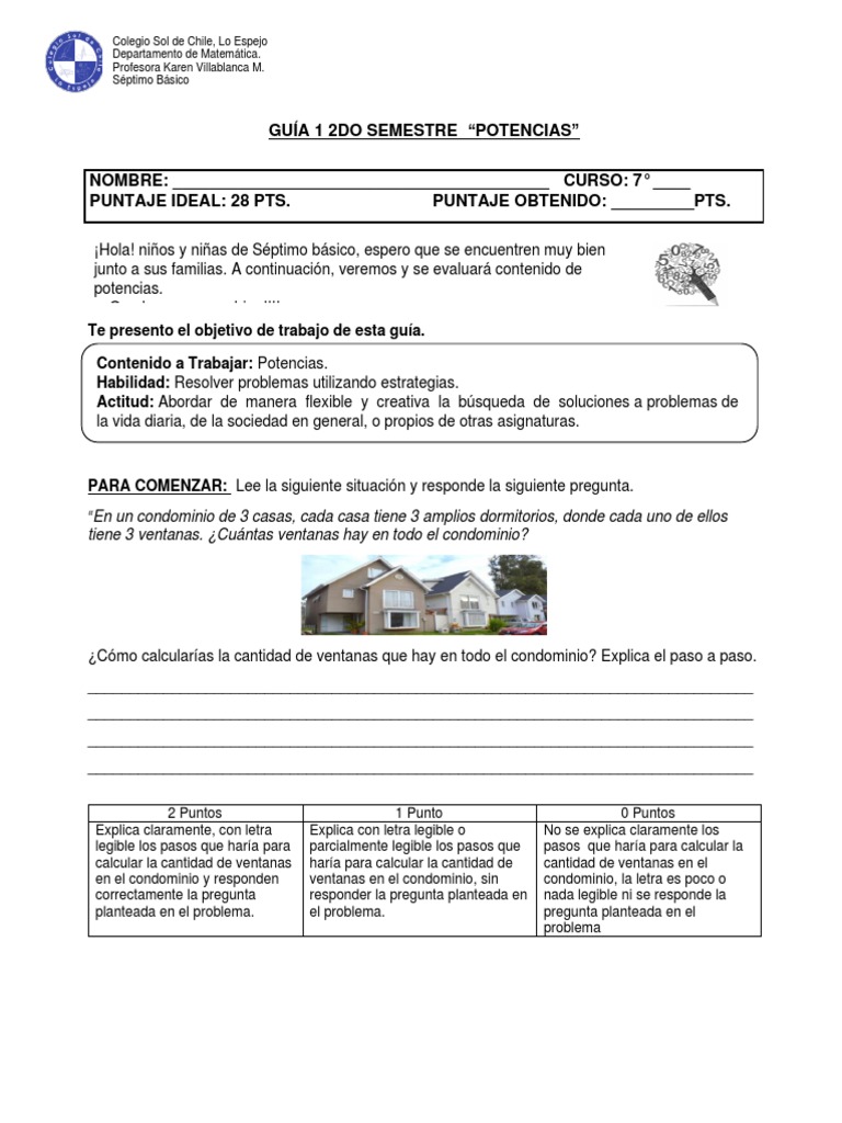 Guía De Potencias 7 Básico Pdf Exponenciación Multiplicación