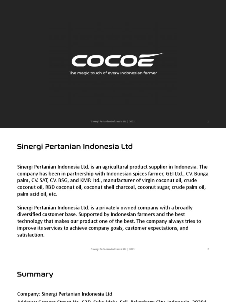 Company Profile Spi Ltd Pdf Palm Oil Coconut