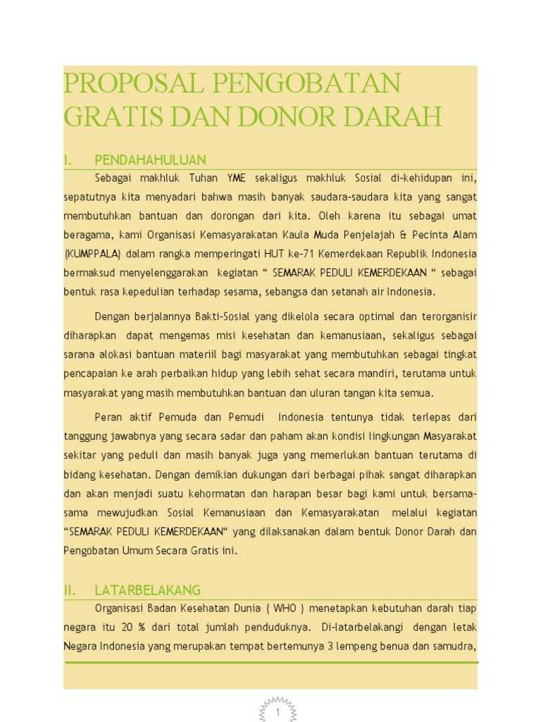 Proposal Pengobatan Gratis Dan Donor Darah Hut Ri 71 PDF Kesehatan