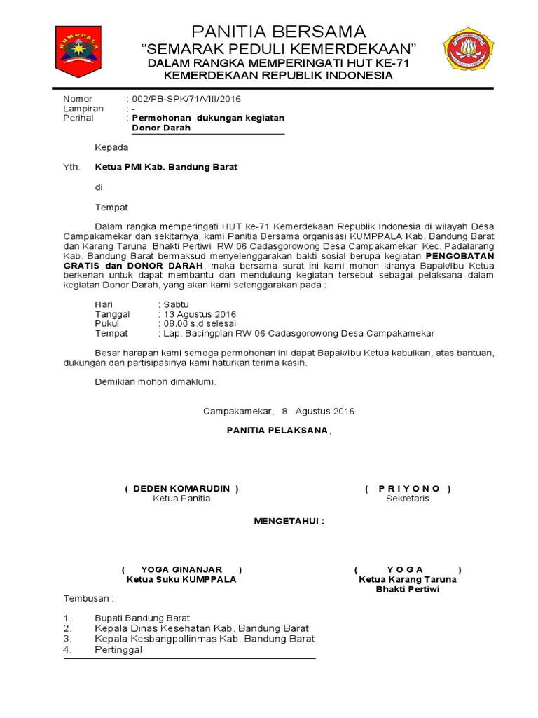 Surat Permohonan Donor Darah | PDF